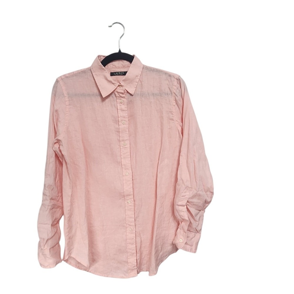 Lauren Ralph Lauren Pink Button-Down Linen Shirt